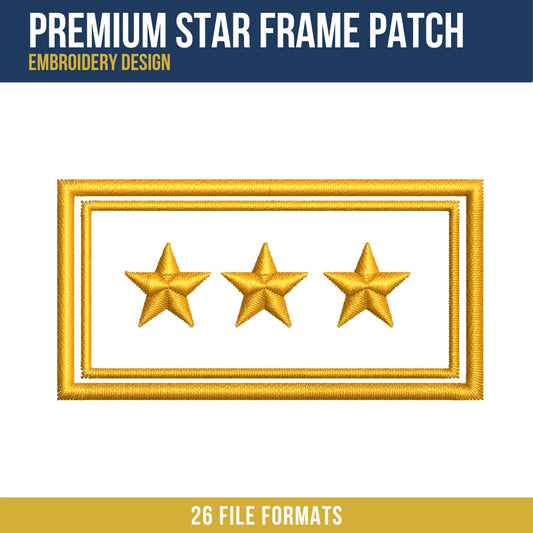 Premium Star Frame Patch Embroidery Design