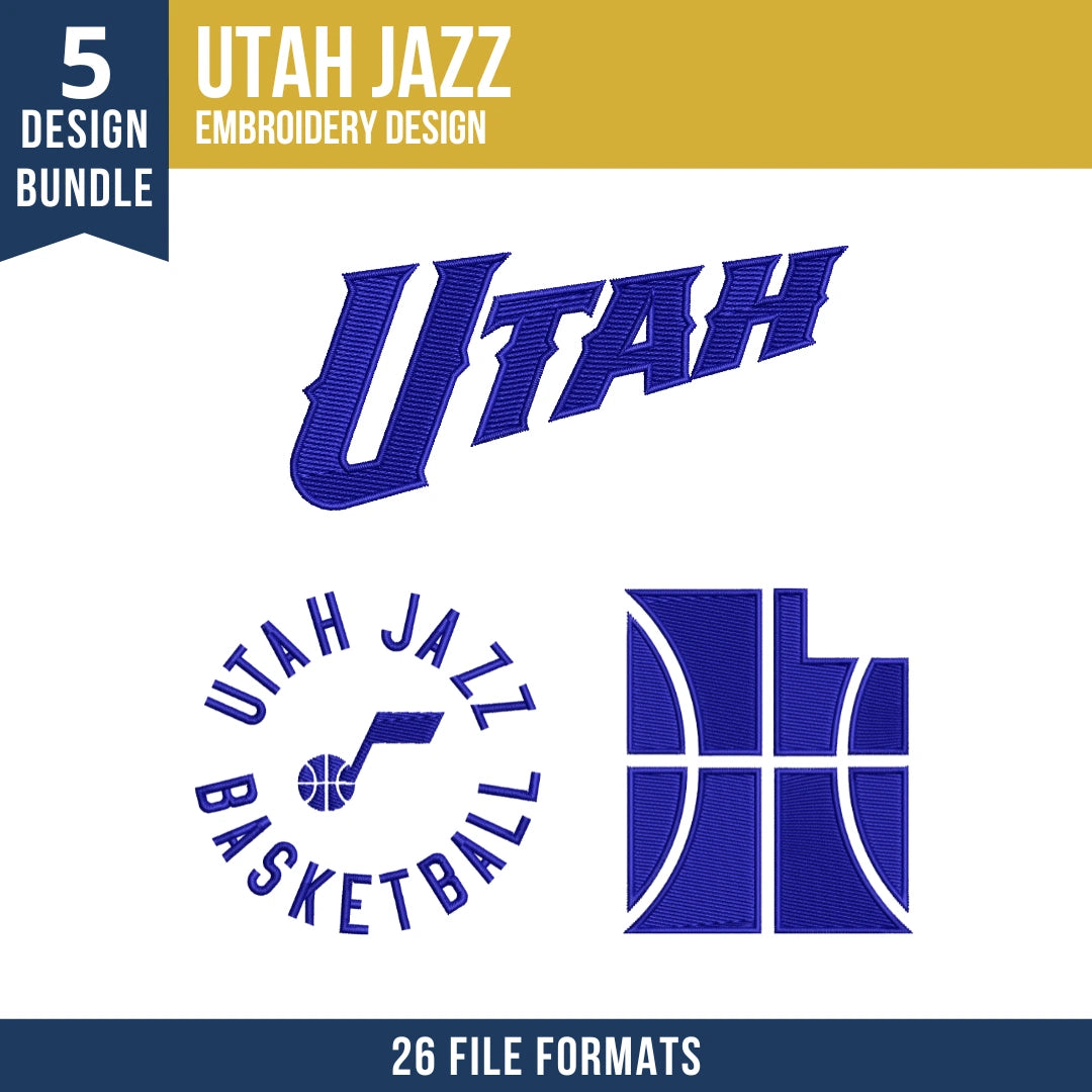 Utah Jazz Embroidery Design Bundle