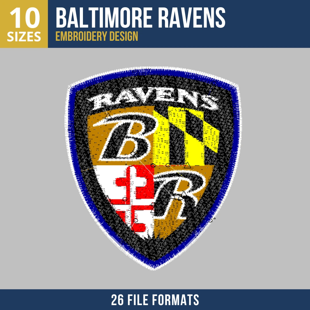 Baltimore Ravens Shield Crest Football Embroidery Design