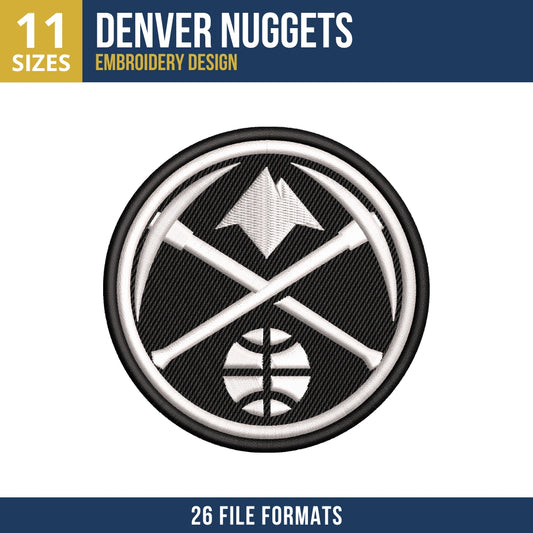 Denver Nuggets Pickaxe Mountain Basketball Embroidery Design