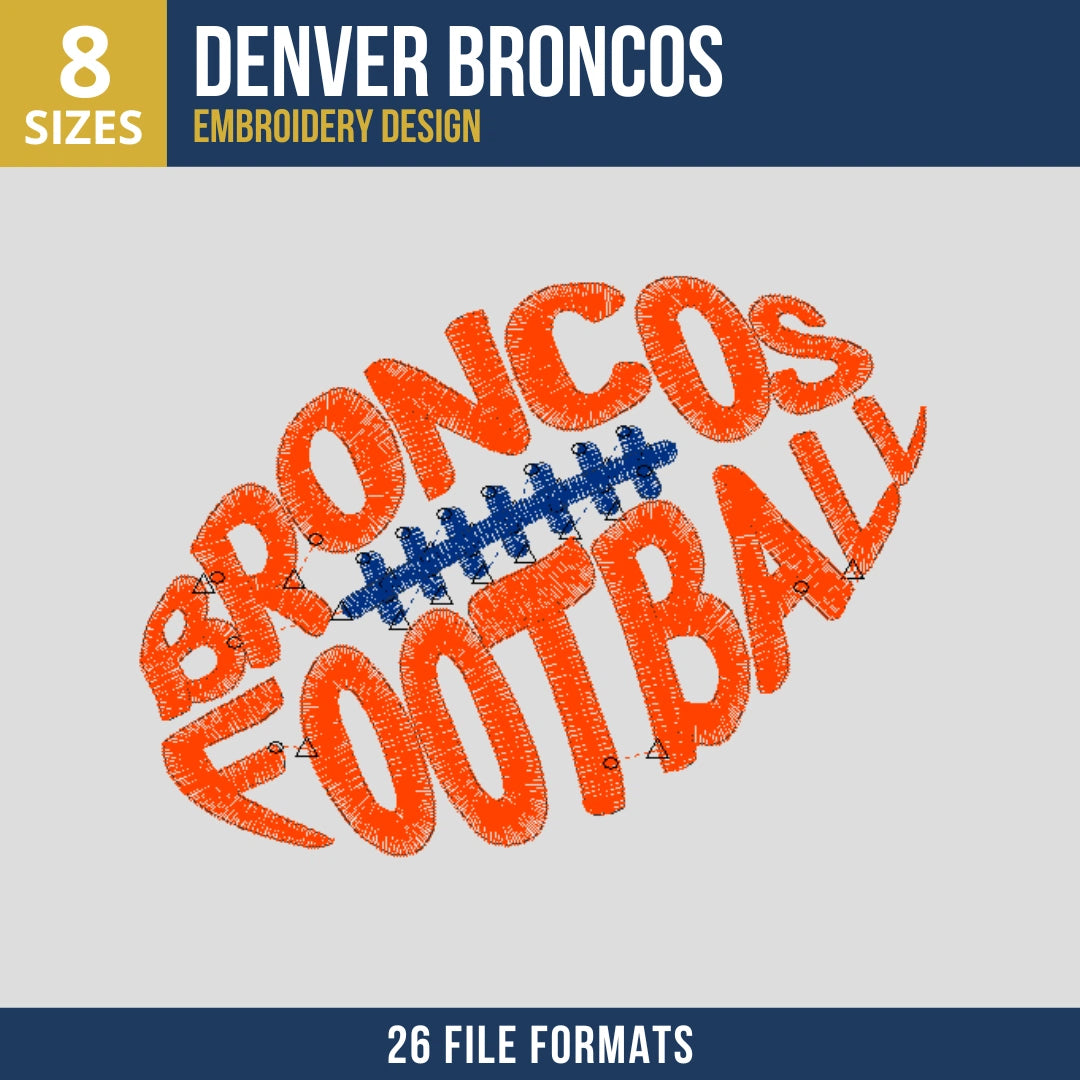 Denver Broncos BRONCOS FOOTBALL Wordmark Embroidery Design