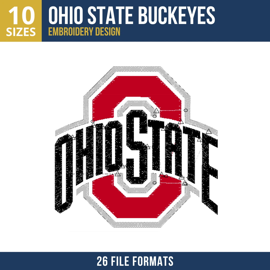 Ohio State Buckeyes Block O Wordmark Embroidery Design