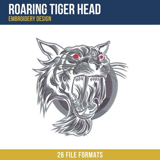 Roaring Tiger Head Embroidery Design