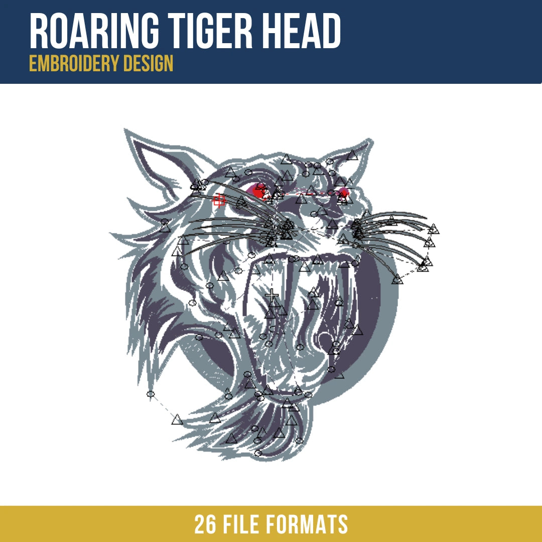 Roaring Tiger Head Embroidery Design
