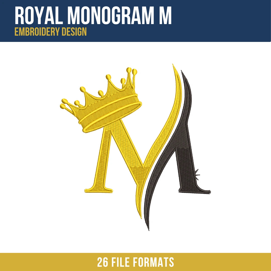Royal Monogram M Embroidery Design