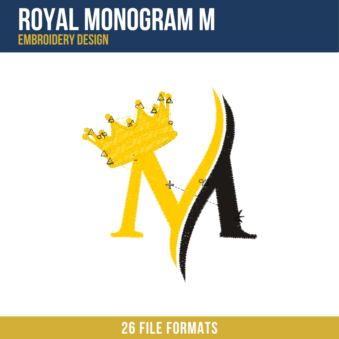 Royal Monogram M Embroidery Design