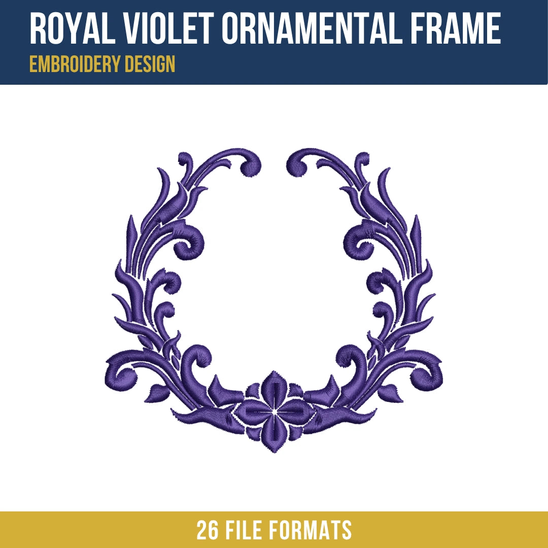Violet Ornamental Frame Embroidery Design