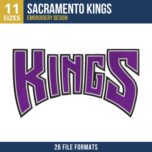 Sacramento Kings Arched Wordmark Embroidery Design