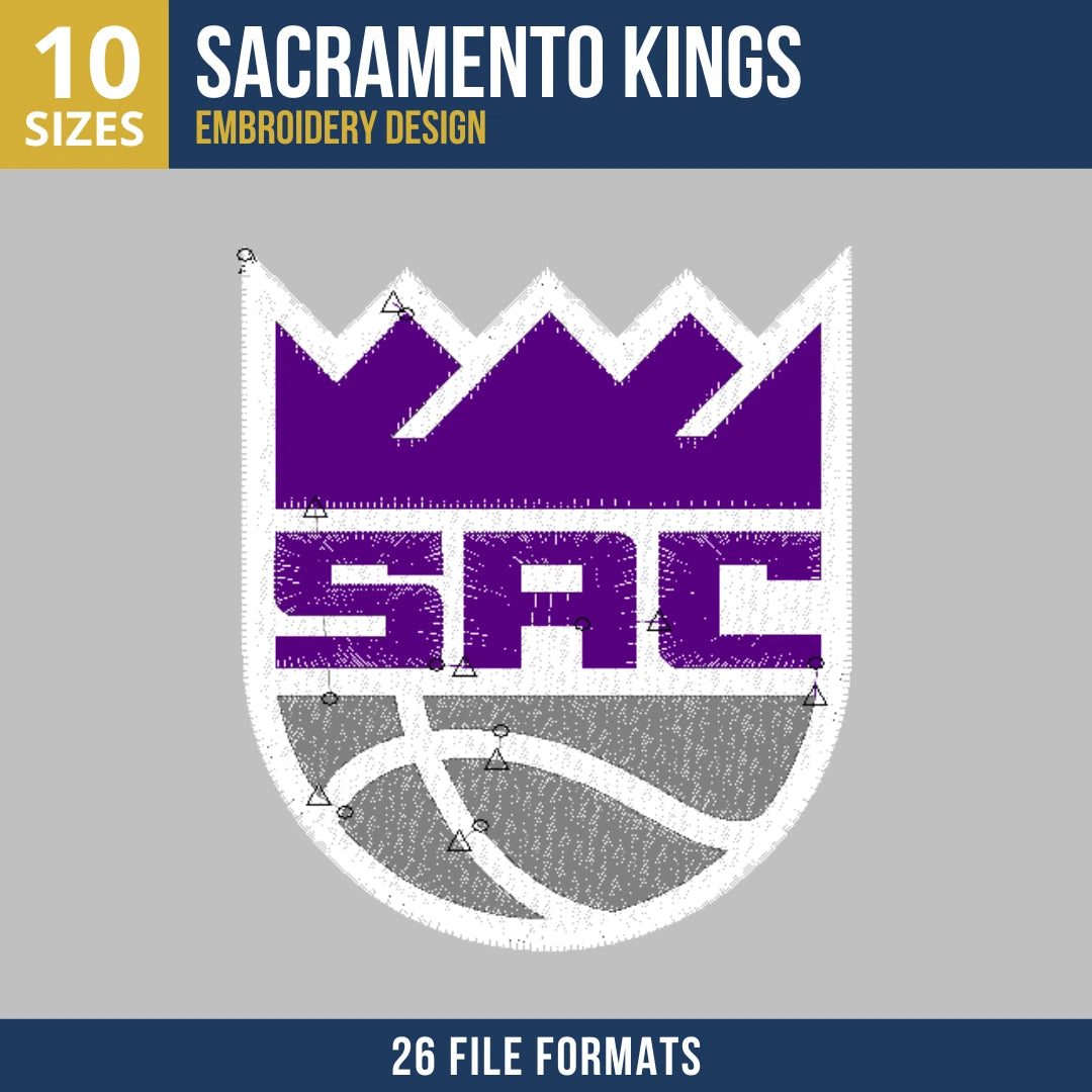 Sacramento Kings SAC Shield Badge Embroidery Design
