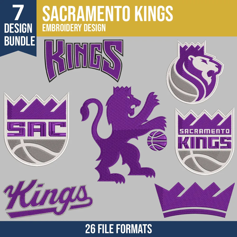 Sacramento Kings Embroidery Bundle | 7 Designs