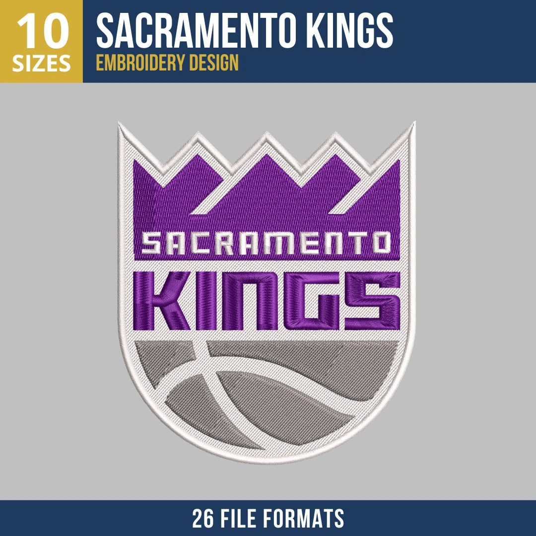 Sacramento Kings Shield Badge Embroidery Design