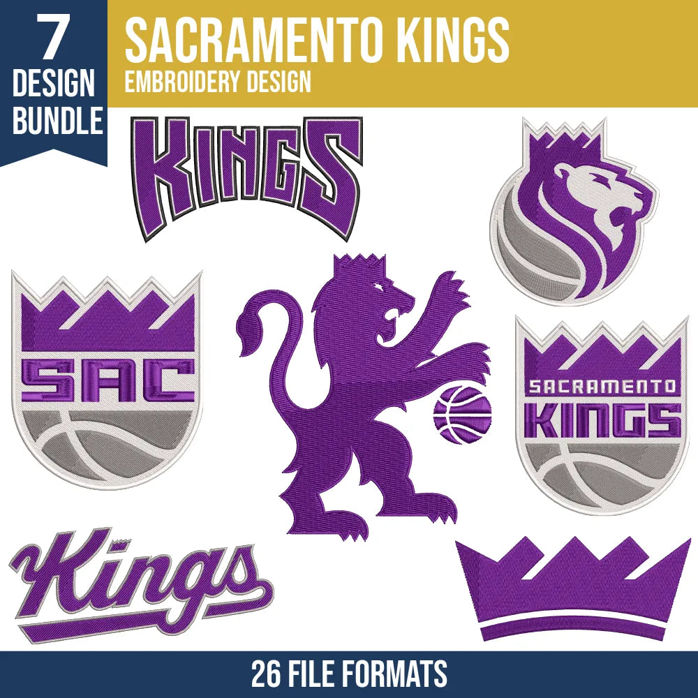Sacramento Kings Embroidery Bundle | 7 Designs