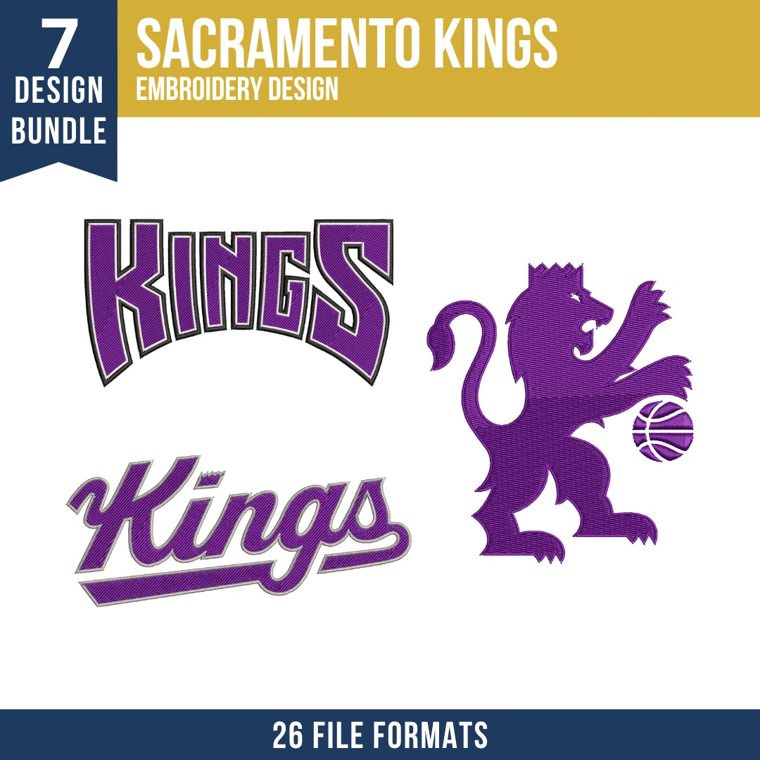Sacramento Kings Embroidery Bundle | 7 Designs