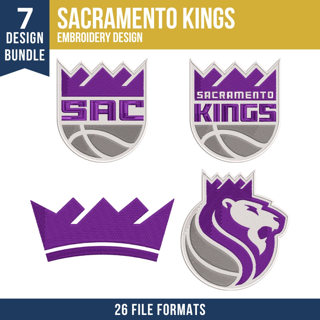 Sacramento Kings Embroidery Bundle | 7 Designs