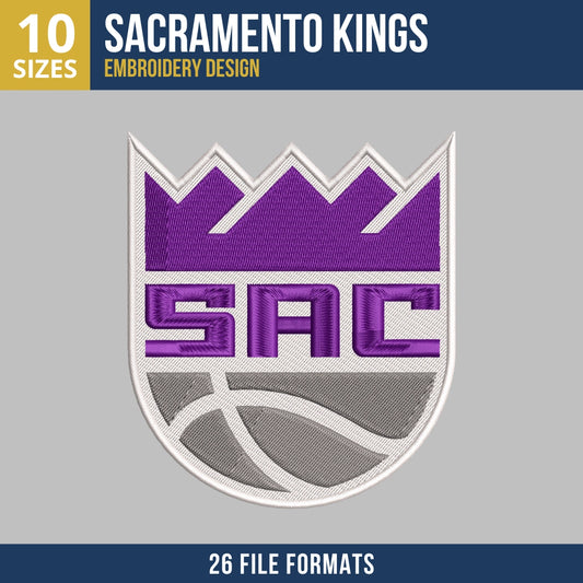 Sacramento Kings SAC Shield Badge Embroidery Design