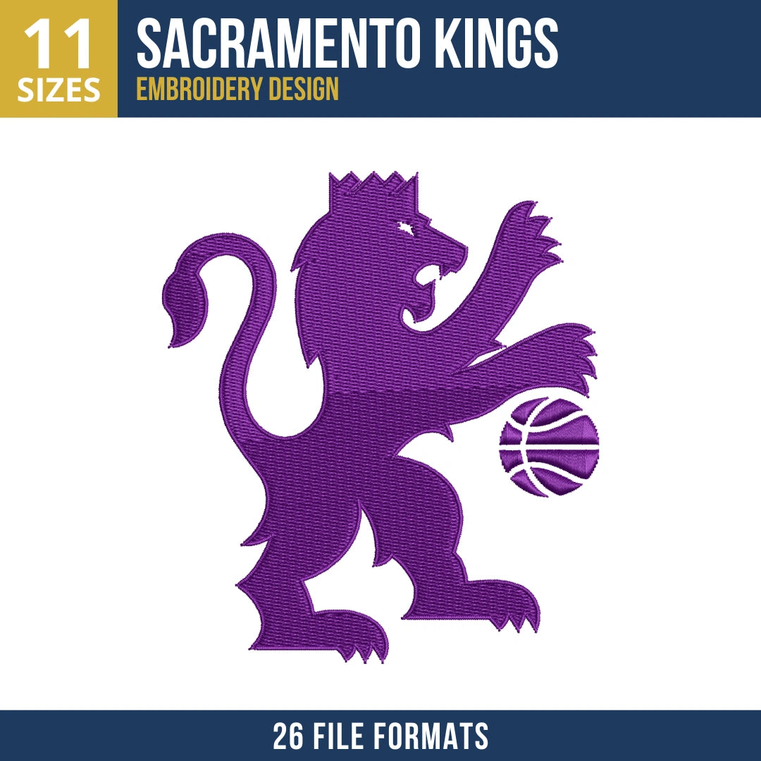 Sacramento Kings Rampant Lion Embroidery Design