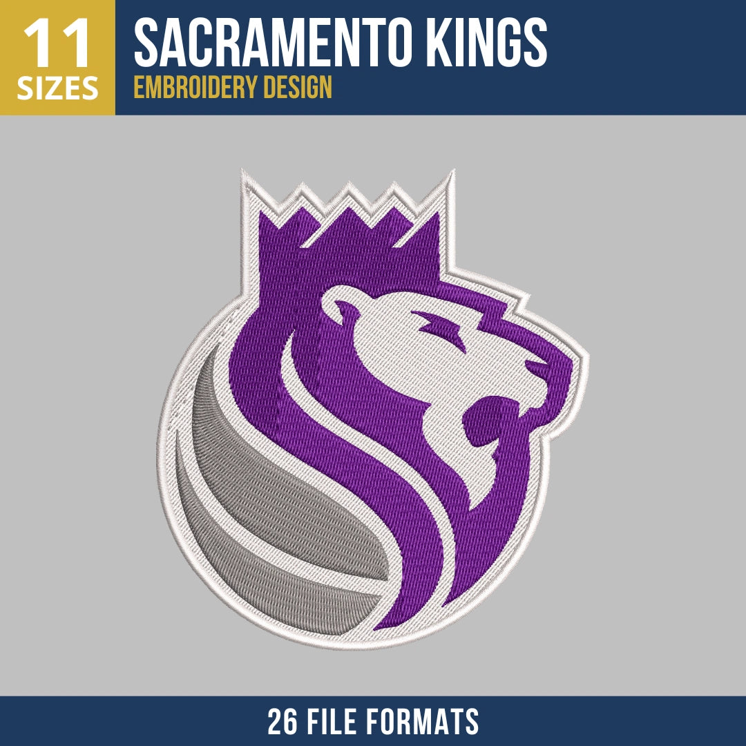 Sacramento Kings Lion Head Badge Embroidery Design