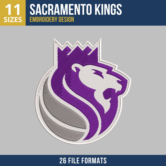 Sacramento Kings Lion Head Badge Embroidery Design