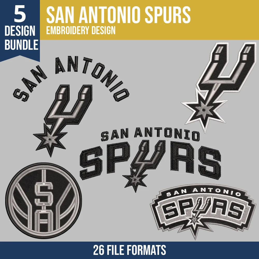 San Antonio Spurs Embroidery Bundle | 5 Designs