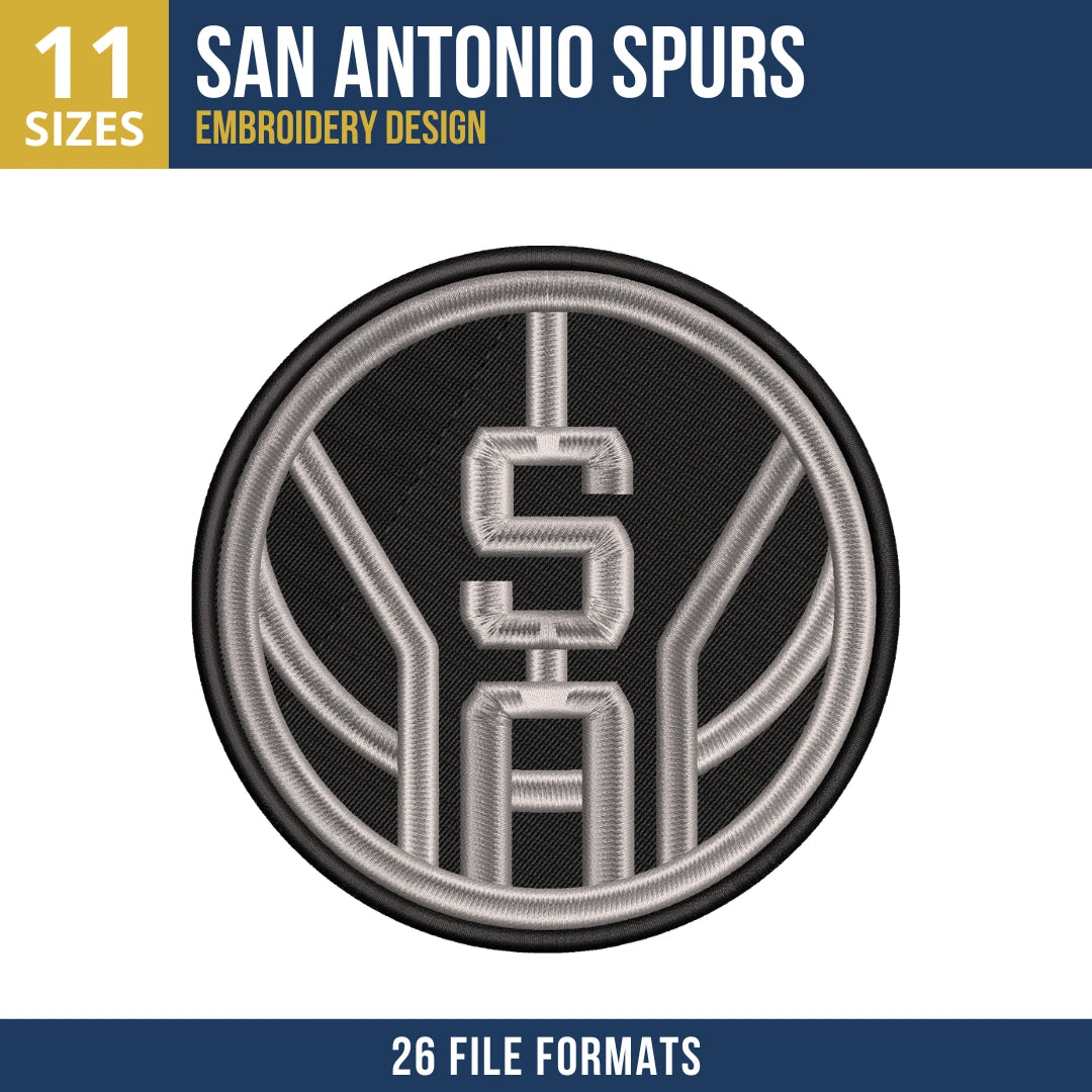 San Antonio Spurs SA Monogram Badge Embroidery Design