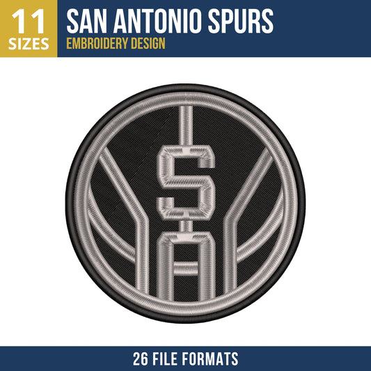 San Antonio Spurs SA Monogram Badge Embroidery Design