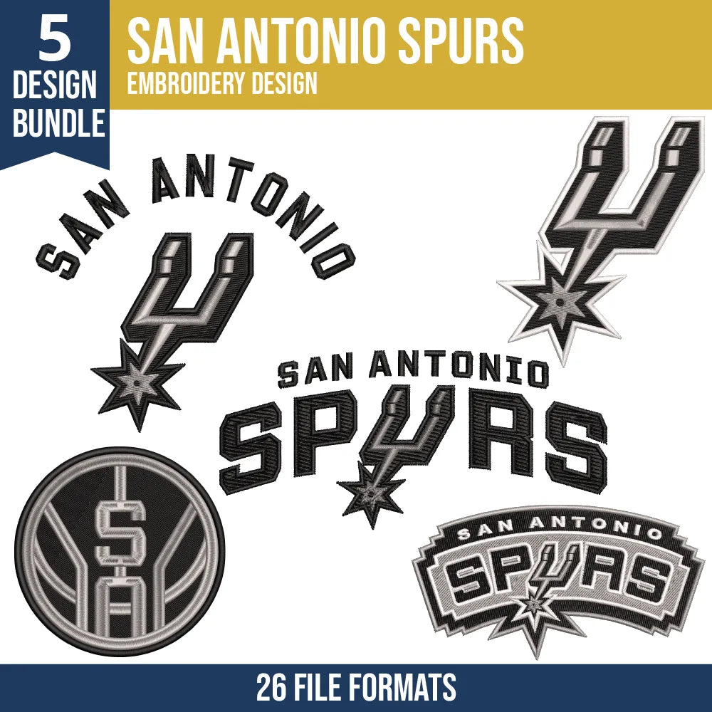 San Antonio Spurs Embroidery Bundle | 5 Designs