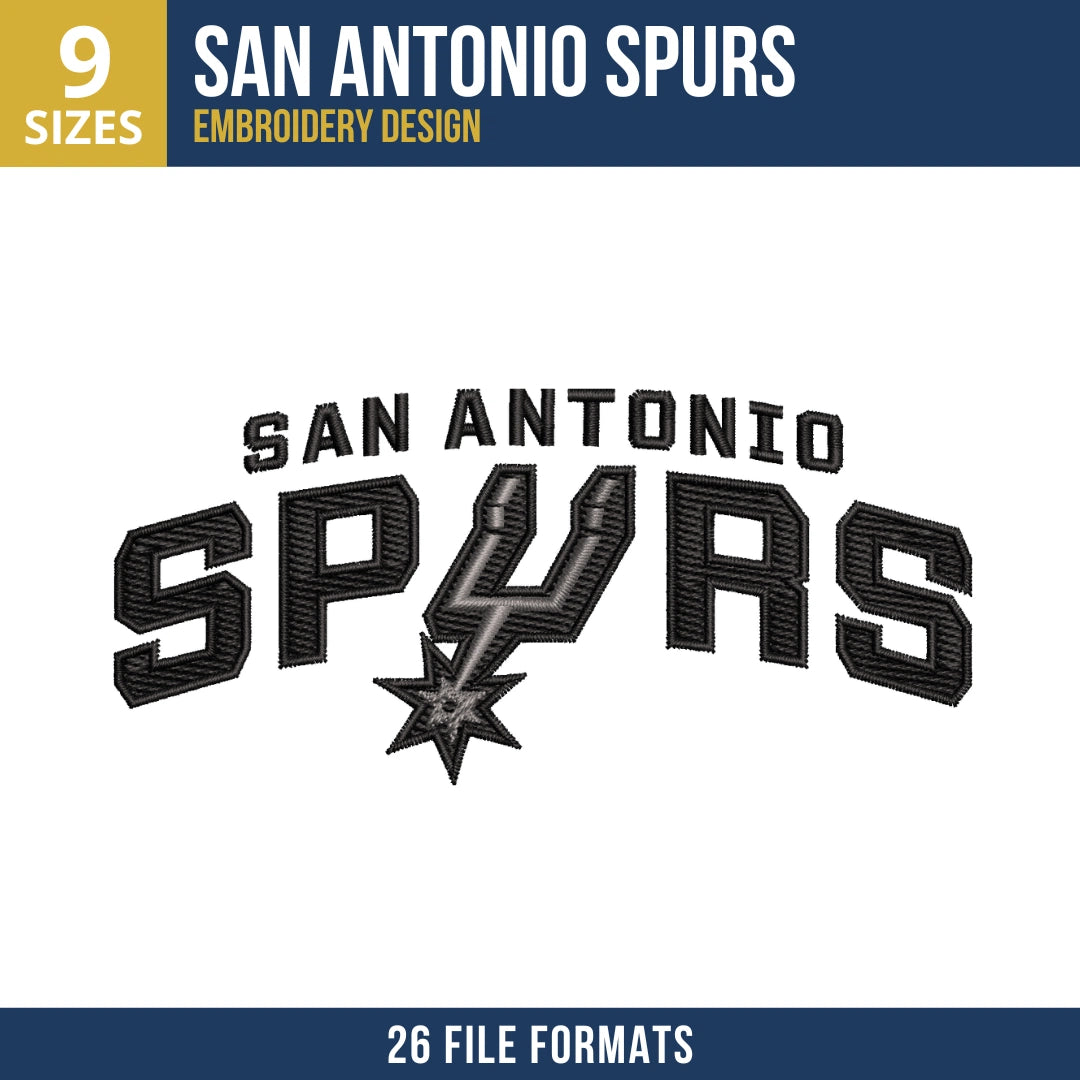 San Antonio Spurs Arched Wordmark Basketball Embroidery Design