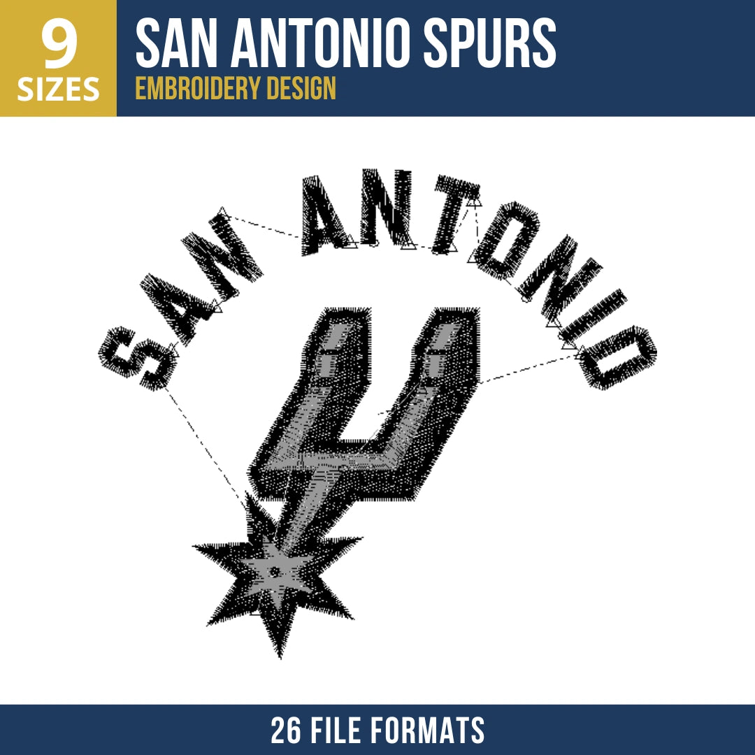 San Antonio Spurs Arched Wordmark Icon Embroidery Design