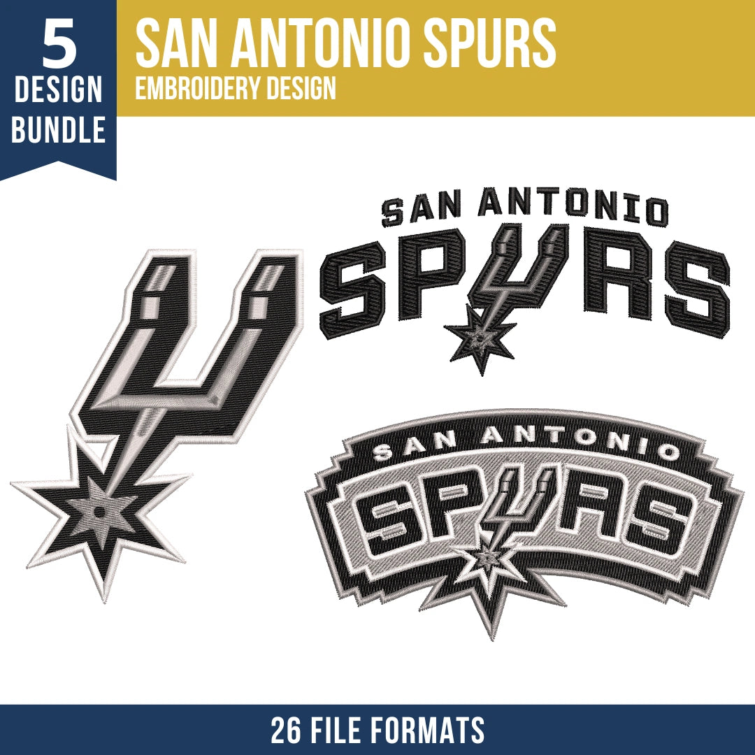 San Antonio Spurs Embroidery Bundle | 5 Designs