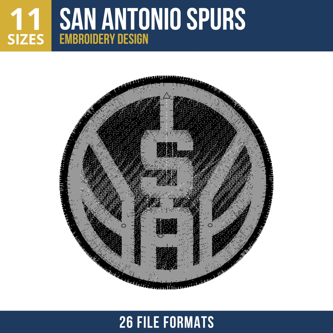 San Antonio Spurs SA Monogram Badge Embroidery Design
