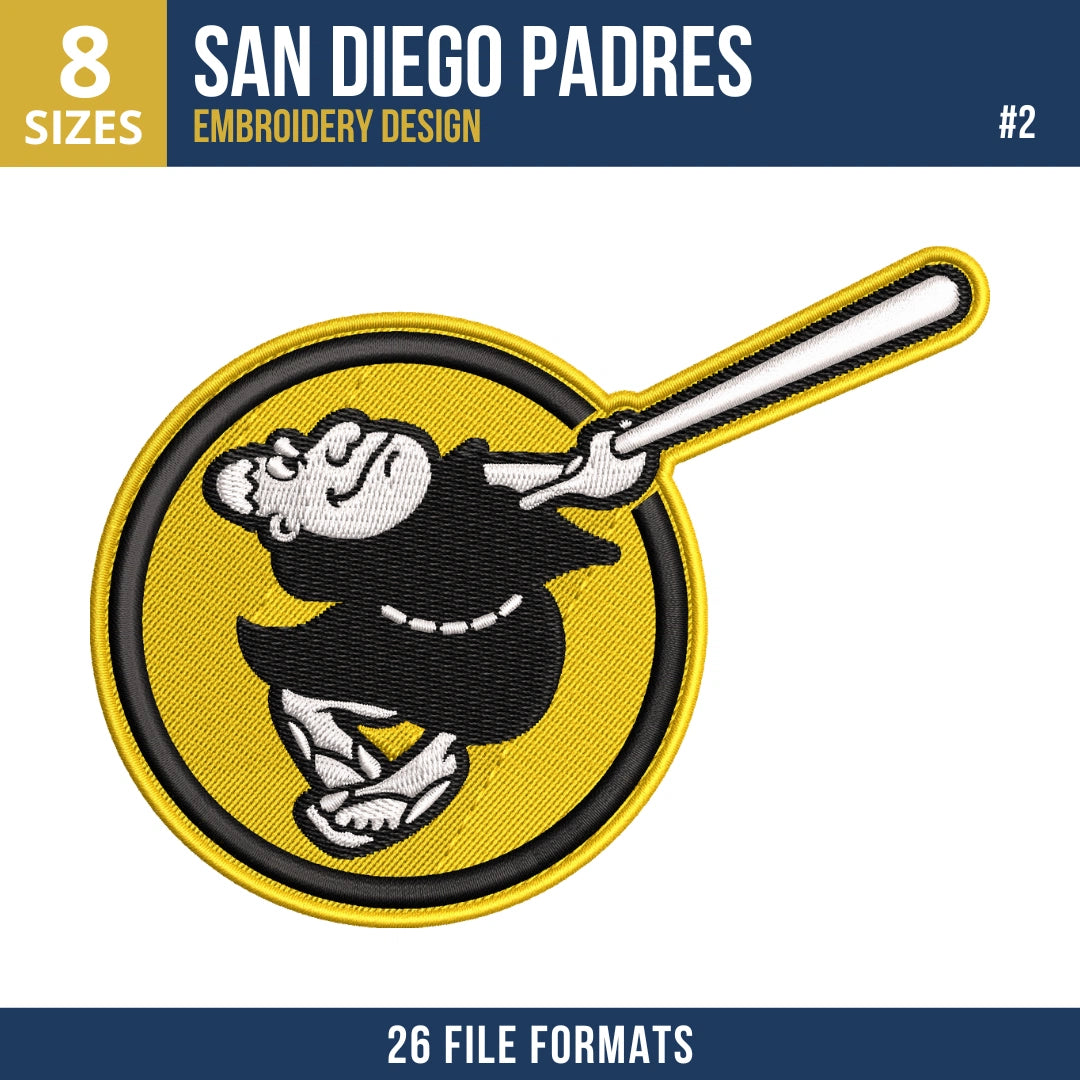 San Diego Padres Embroidery Bundle – 10 Designs, 26 Formats