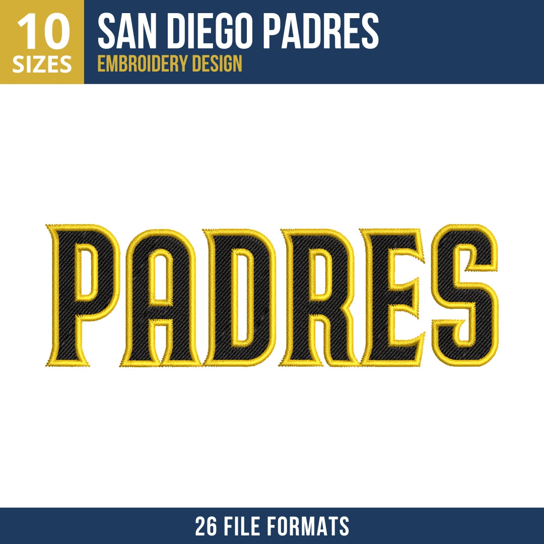 San Diego Padres Block Wordmark Embroidery Design