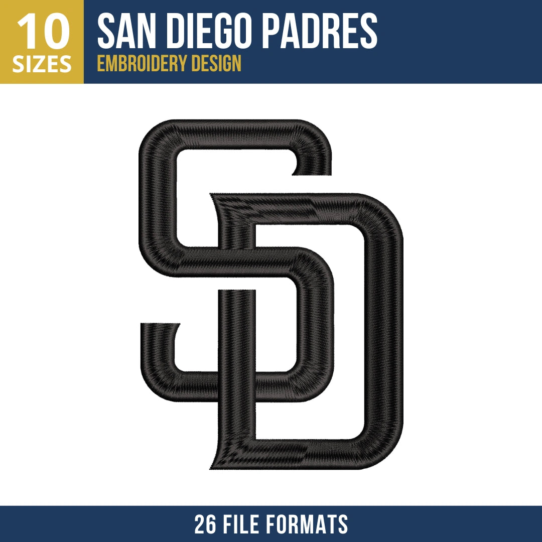 San Diego Padres SD Monogram Embroidery Design