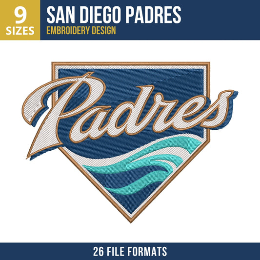 San Diego Padres Shield Wave Embroidery Design