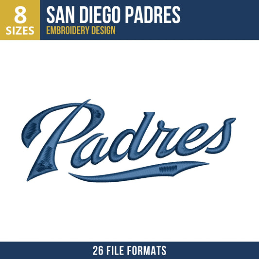 San Diego Padres Script Wordmark Embroidery Design