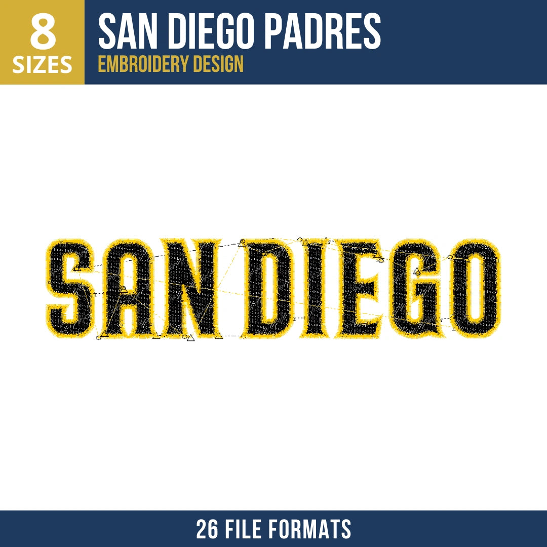 San Diego Padres Flat Wordmark Embroidery Design