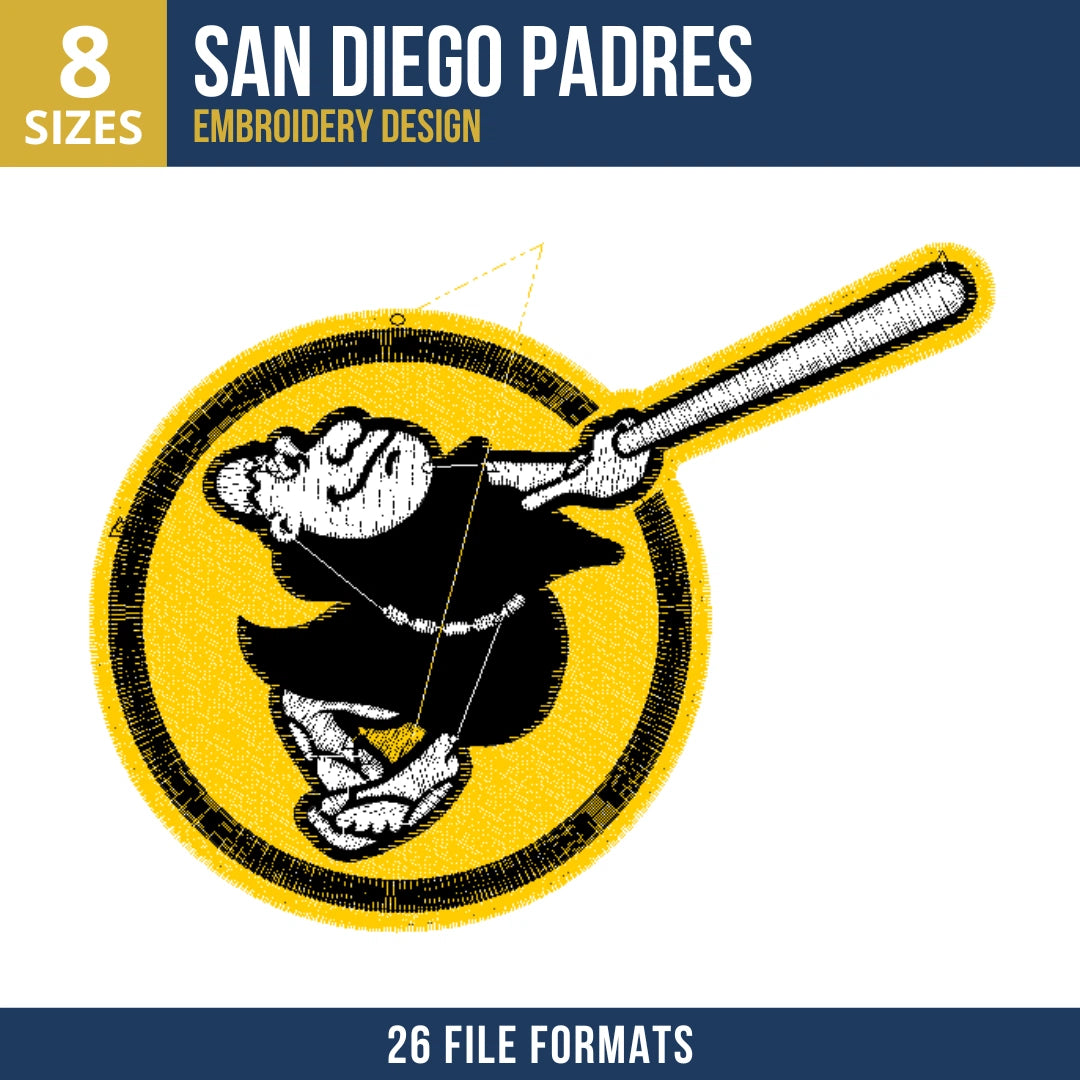 San Diego Padres Swinging Friar Embroidery Design