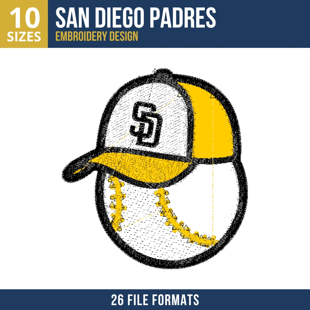 San Diego Padres Baseball Cap Embroidery Design