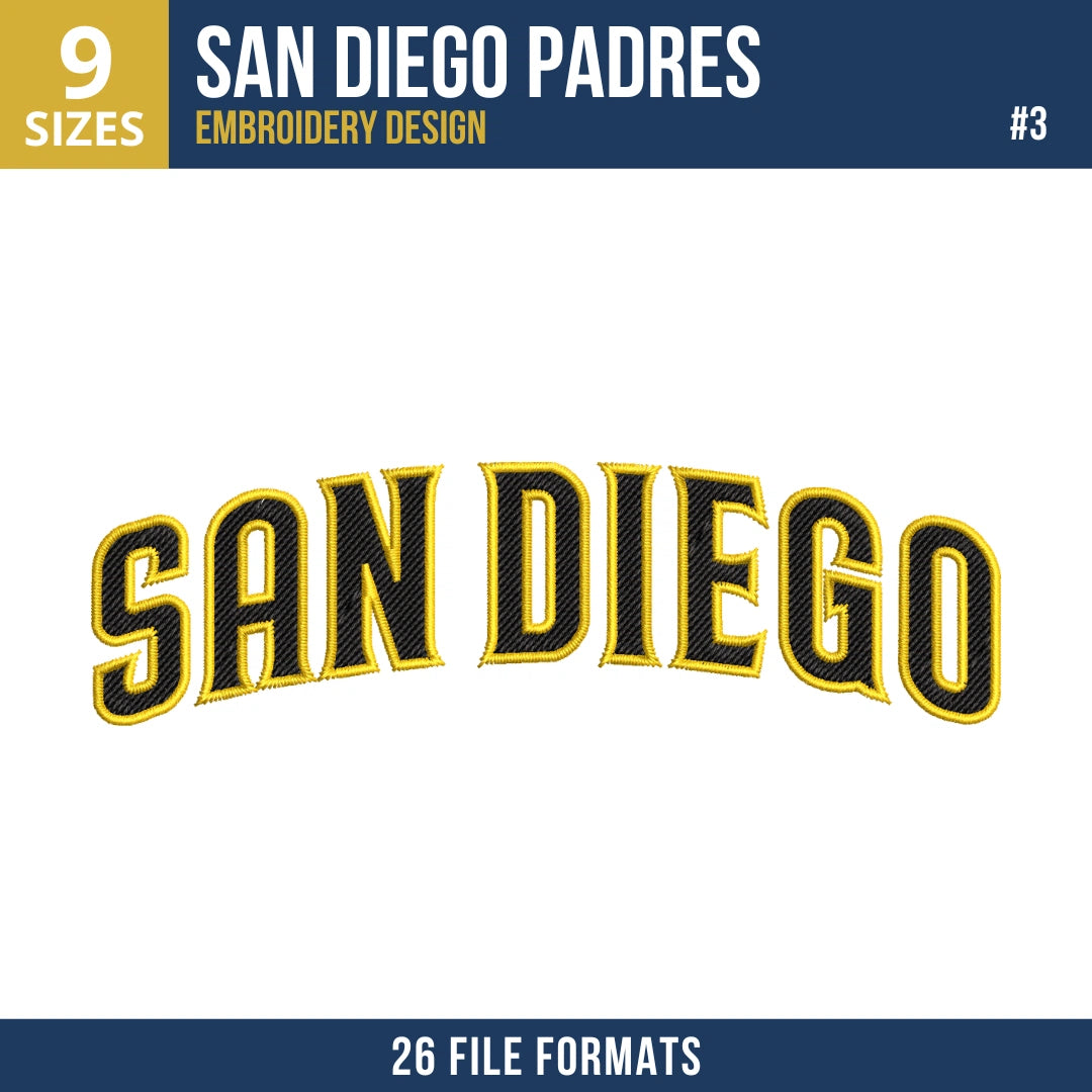 San Diego Padres Embroidery Bundle – 10 Designs, 26 Formats