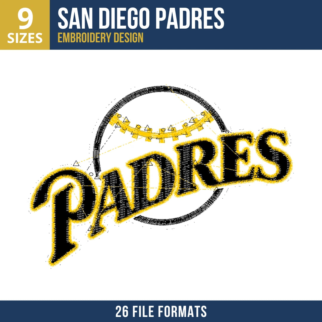 San Diego Padres Baseball Wordmark Embroidery Design