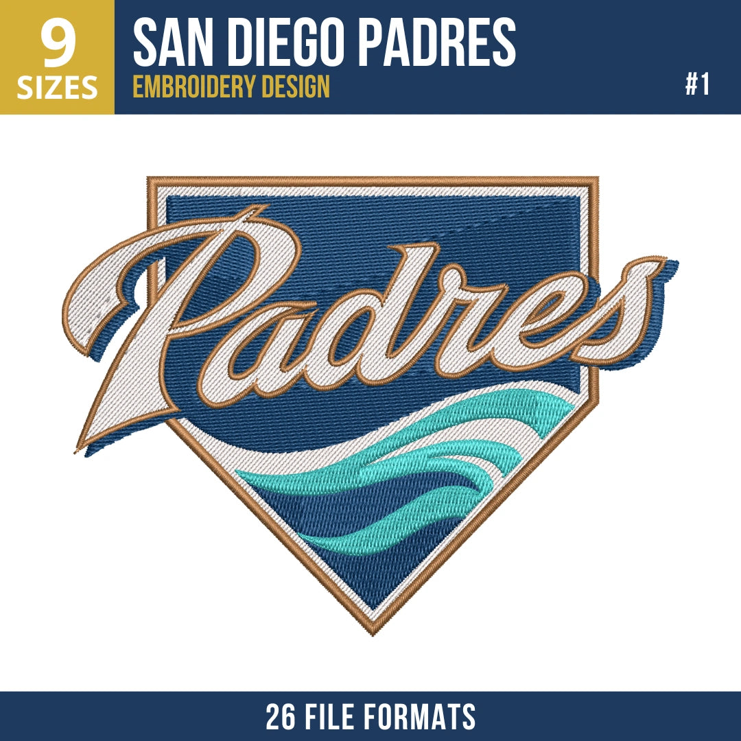 San Diego Padres Embroidery Bundle – 10 Designs, 26 Formats