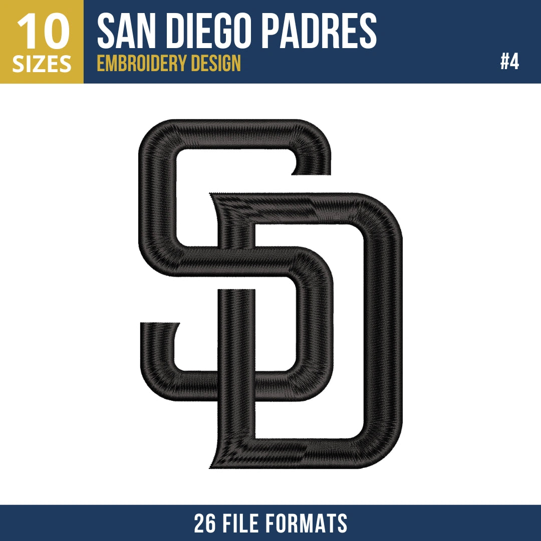San Diego Padres Embroidery Bundle – 10 Designs, 26 Formats