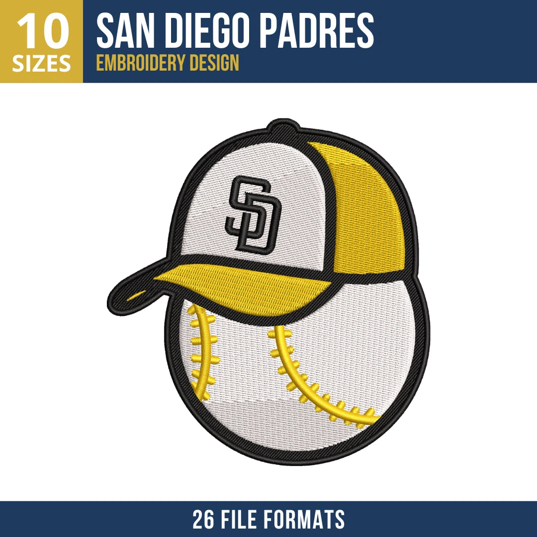 San Diego Padres Baseball Cap Embroidery Design