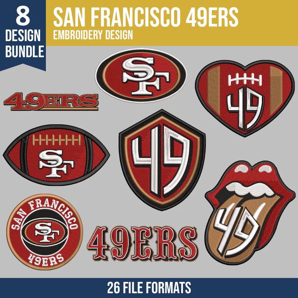 San Francisco 49ers Embroidery Design Bundle