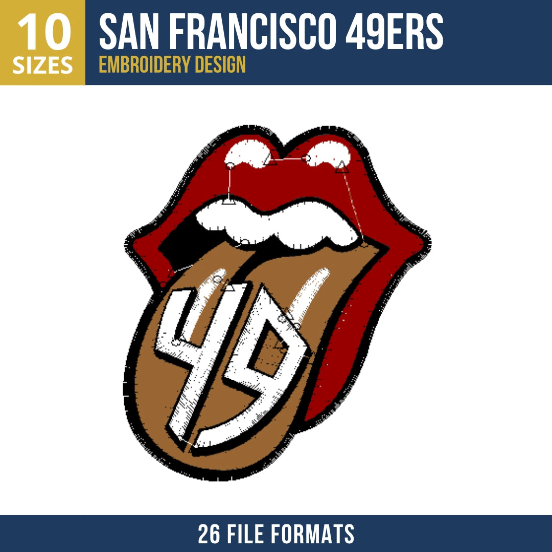 San Francisco 49ers Lips and Tongue Embroidery Design