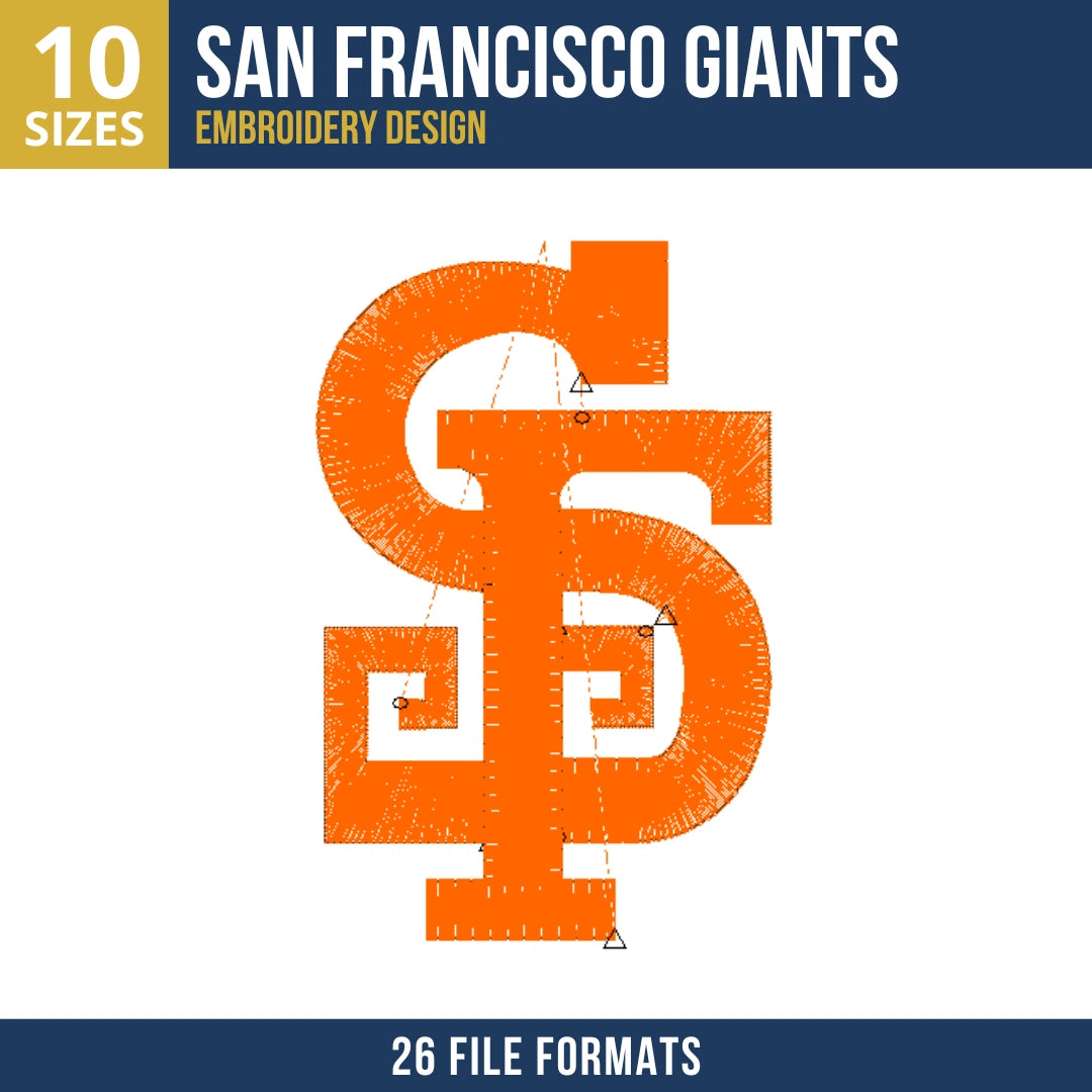 San Francisco Giants SF Monogram Greek Key Embroidery Design