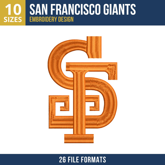 San Francisco Giants SF Monogram Greek Key Embroidery Design