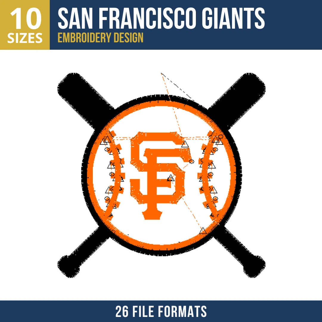 San Francisco Giants Crossed Bats SF Monogram Embroidery Design