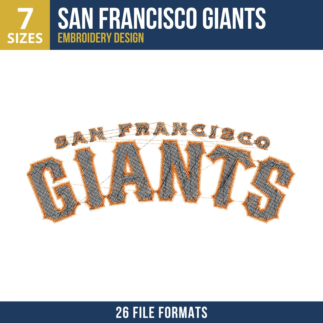 San Francisco Giants Arched Wordmark Embroidery Design
