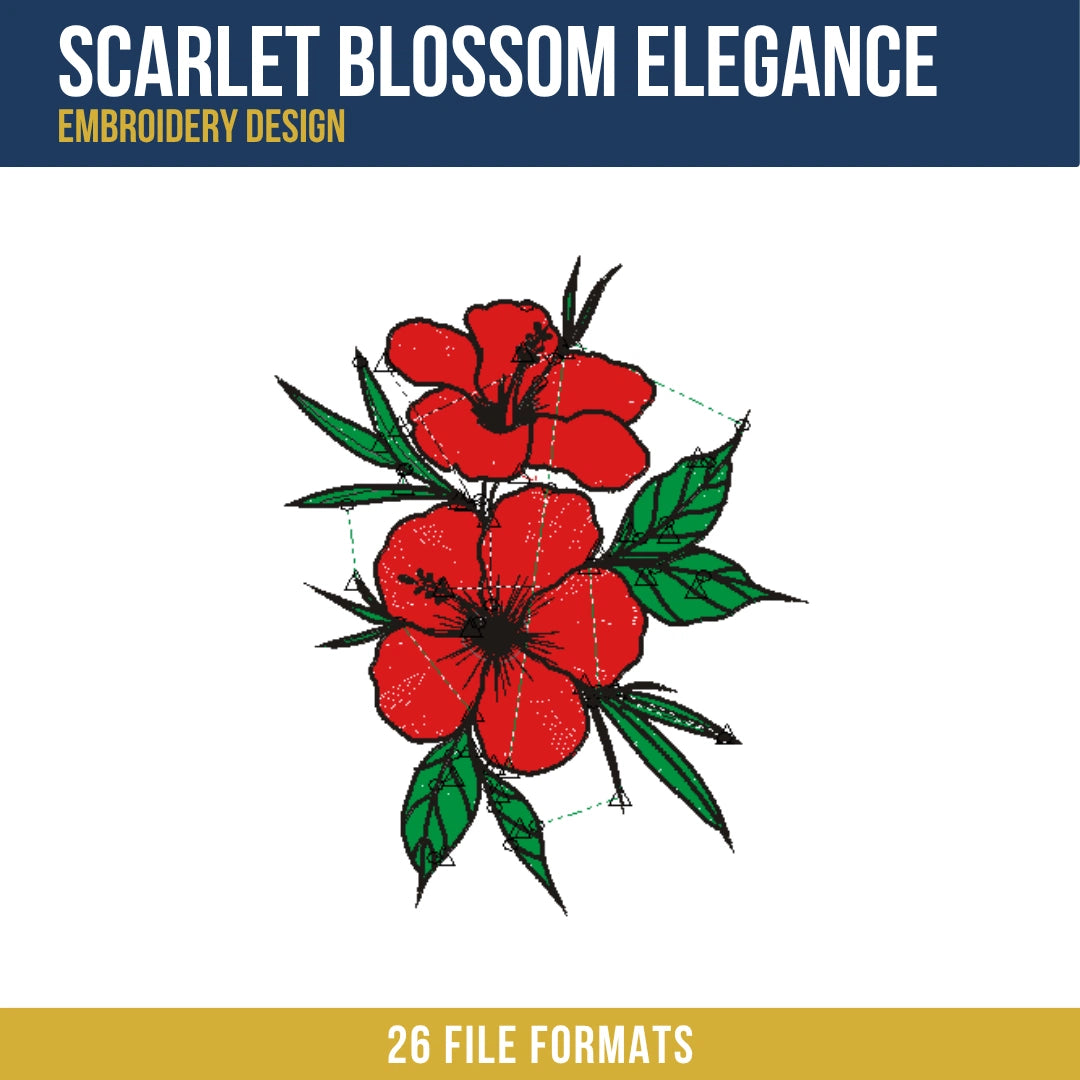 Scarlet Blossom Elegance Embroidery Design